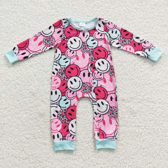 Hot Pink Smile Boys Fall Romper