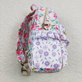 Floral Purple Ruffles White Backpack