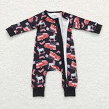 Fire Fighting Truck Dog Black Boys Fall Romper