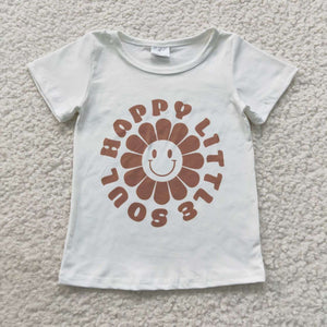 Happy Little Soul Smile Floral Girls Short Sleeve Top