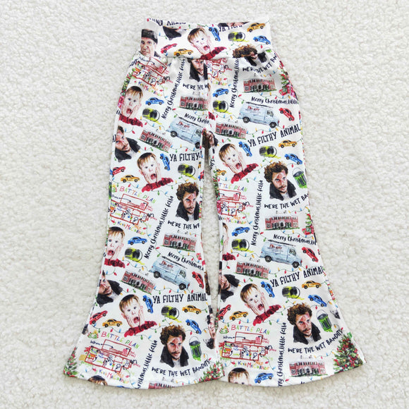 Cartoon White Girls Christmas Pants