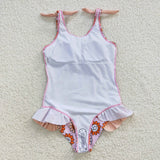 Smile Floral Pink Girls Swimsuits