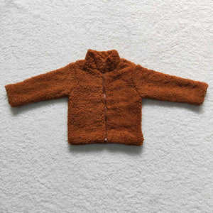 Brown Kids Plush Coat