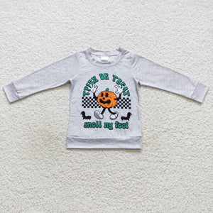 Trick or Treat Gray Boys Halloween Top