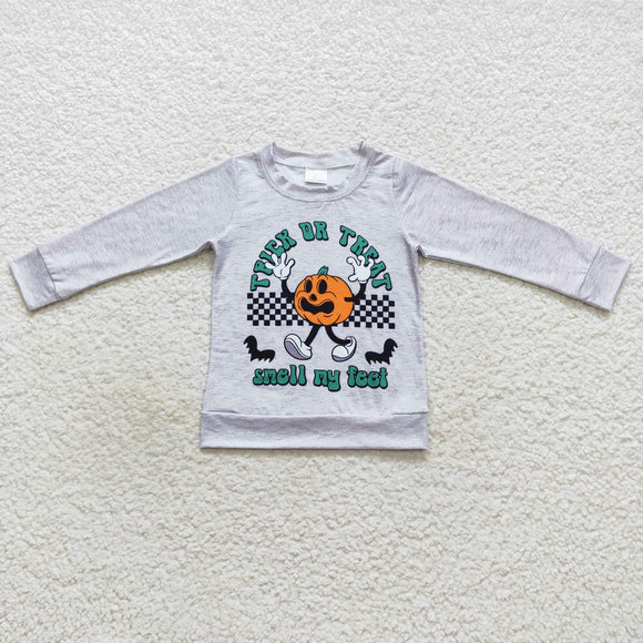 Trick or Treat Gray Boys Halloween Top