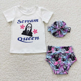 Scream Queen Girls Halloween Bummies Sets