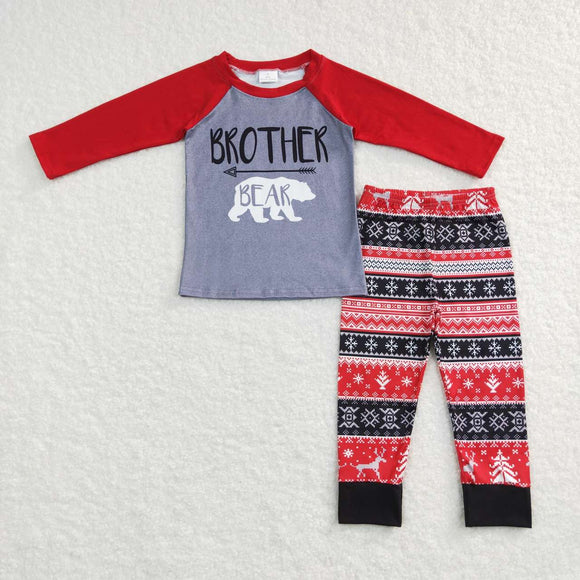 Brother Bear Red Gray Boys Christmas Pajamas