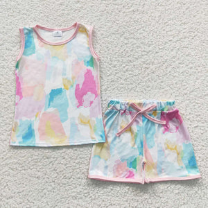 Tie Dye Colorful Girls Shorts Sets