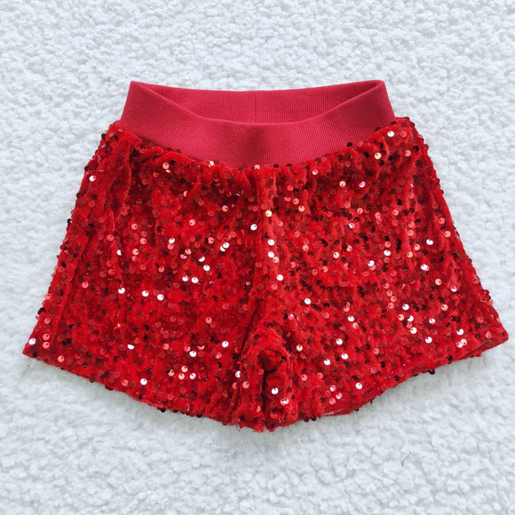 Sequins Red Girls Shorts