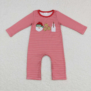 Santa Cookie Milk Red Stripe Boys Christmas Romper