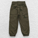 Solid Army Green Kids Overalls Pants