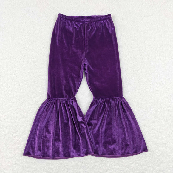 Solid Purple Velvet Girls Mardi Gras Pants