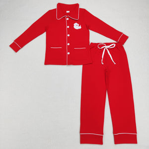 Mom Santa Solid Red Adult Christmas Pajamas