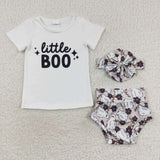 Little Boo Ghost Floral Girls Halloween Bummies Sets