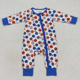 Smile Lightning Blue Boys Fall Romper