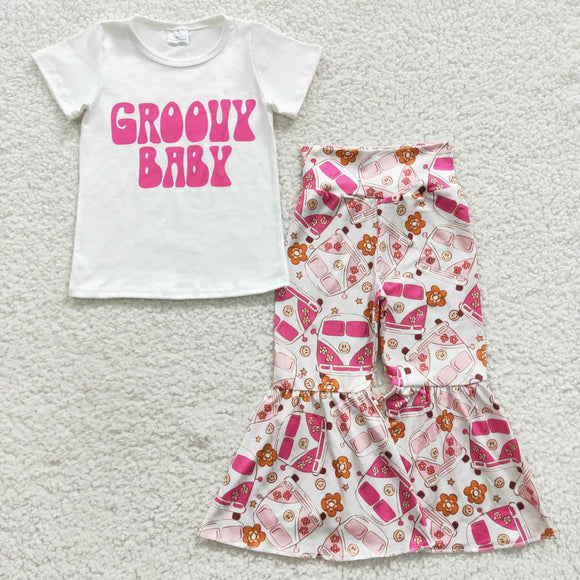 3-6M--14-16T Pre-sale Groovy Baby Smile Floral Bus Girls Back to School Outfits