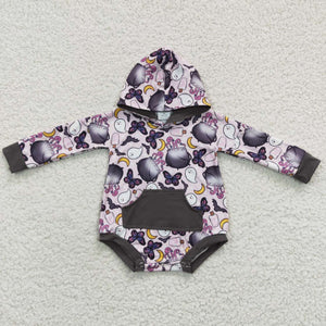 Ghost Butterfly Pink Gray Hoodie Girls Halloween Romper