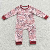 Future Cowgirl Stars Pink Girls Fall Romper