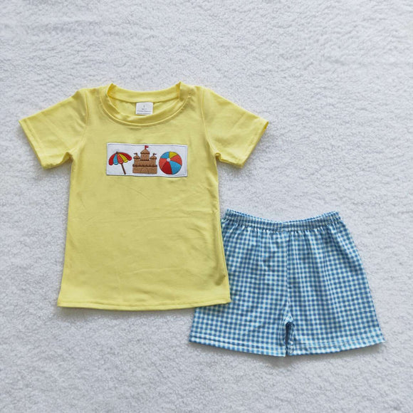 Castle Ball Yellow Plaid Boys Shorts Sets