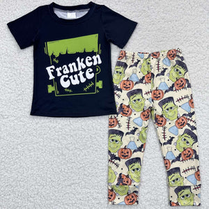 Franken Cute Cartoon Black Halloween Outfits