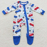 Car Blue Boys Fall Romper