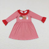 Santa Cookie Milk Ruffles Red Stripe Girls Christmas Dress