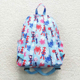 Cartoon Heroes Sky Blue Backpack