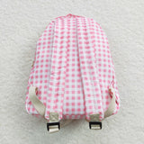 Pink White Plaid Backpack