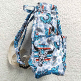 Howdy Gem Sky Blue Cow Print Backpack