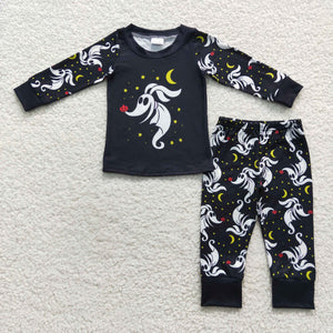 Cartoon Dog Black Boys Halloween Pajamas