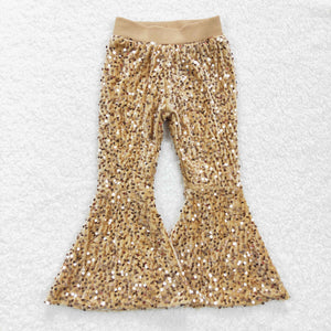 Gold Sequin Girls Pants