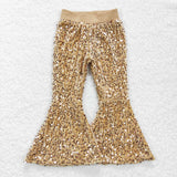 Gold Sequin Girls Pants