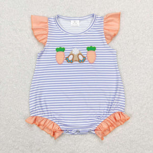 Bunny Carrot Stripe Girls Easter Romper