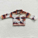 Navy Red Orange Stripe Shirt Boys Long Sleeve Top