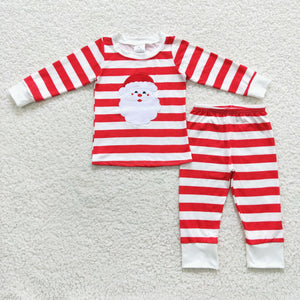 Santa Red Stripe Boys Christmas Pajamas