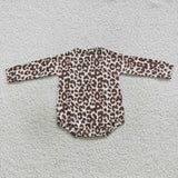 Cartoon Dolls Leopard Print Pink Girls Fall Romper