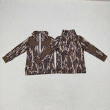 Camo Army Green Polo Boys Long Sleeve Top