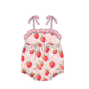 Personal customization- Strawberry Pink Girls Summer Romper