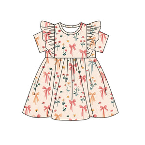 Personal customization- Bow Pattern Floral Girls Sleeveless Dress