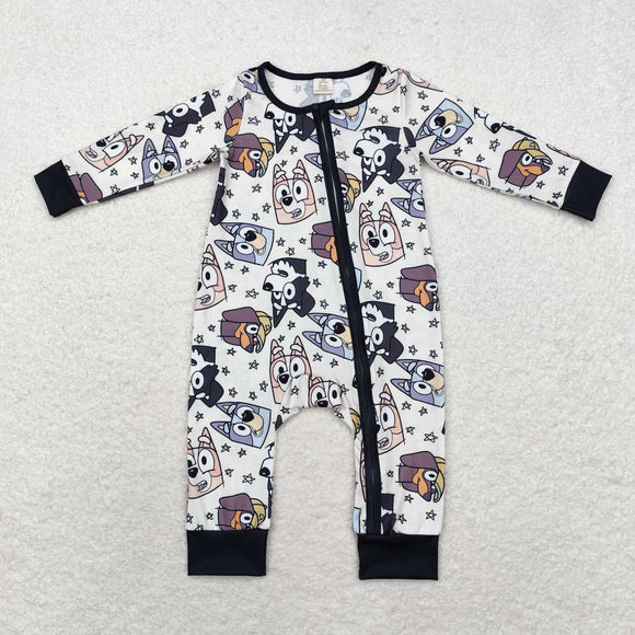 Bamboo Cartoon Dogs Stars White Boys Halloween Romper