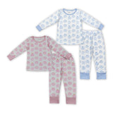 Bamboo Pumpkin Blue White Boys Long Sleeve Pajamas