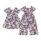 Bunny Leopard Print Pink Girls Easter Dress