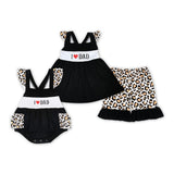 I love dad Leopard Print Black Girls Shorts Sets