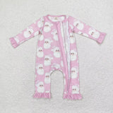 Bamboo Santa Pink White Girls Christmas Romper