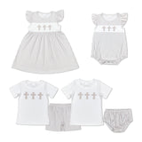 Cross Stripe Girls Easter Romper