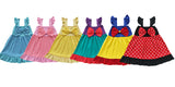 Cartoon Princess Bow Blue Yellow Red Girls Flutter Sleeve Dress