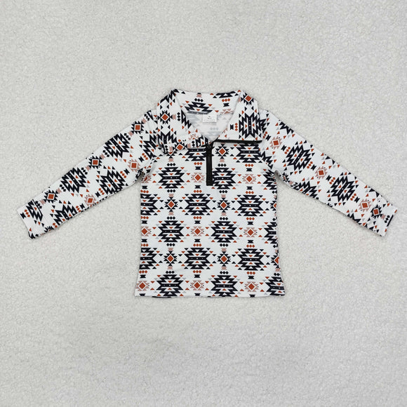 Aztec White Polo Boys Long Sleeve Top