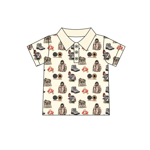 Personal customization- Turkey Hunt Cream Boys Short Sleeve Top