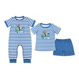 Duck Blue Stripe Boys Summer Romper