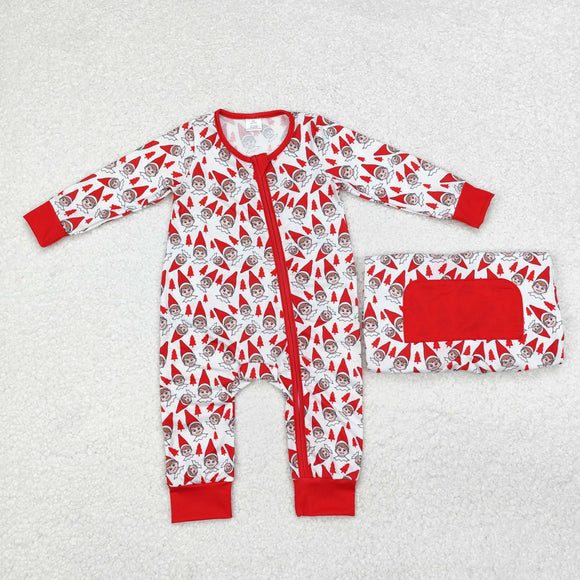 Bamboo Elf Red White Boys Christmas Romper